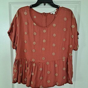 Blu Pepper Boutique Polka Dot Peplum Blouse